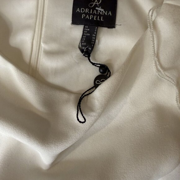 NEW Adrianna Papell Feather Cuff Bell Sleeve Dress Ivory Size US 2 [jb] - Picture 5 of 12
